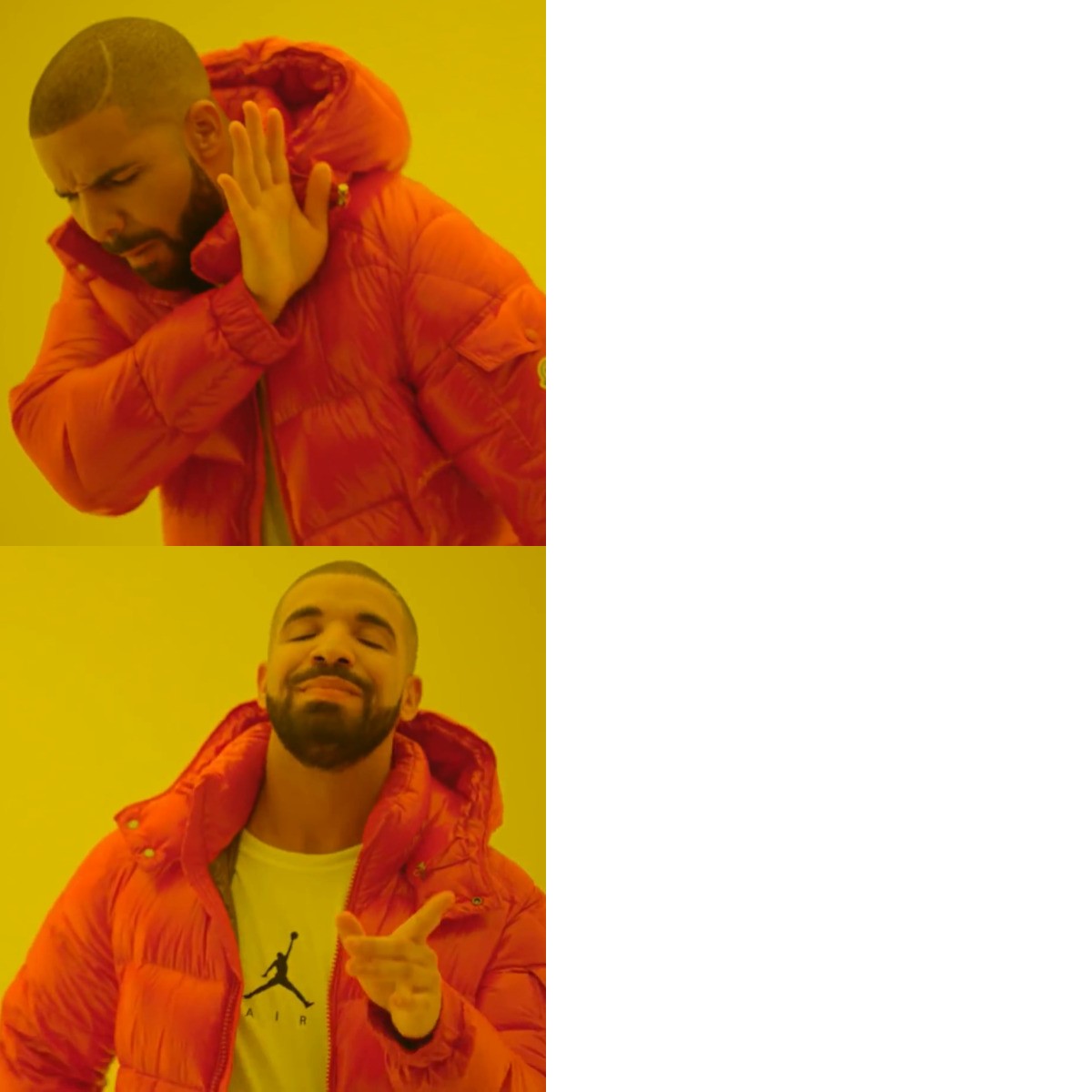 Drake Hotline Bling meme about Gains in Bulk