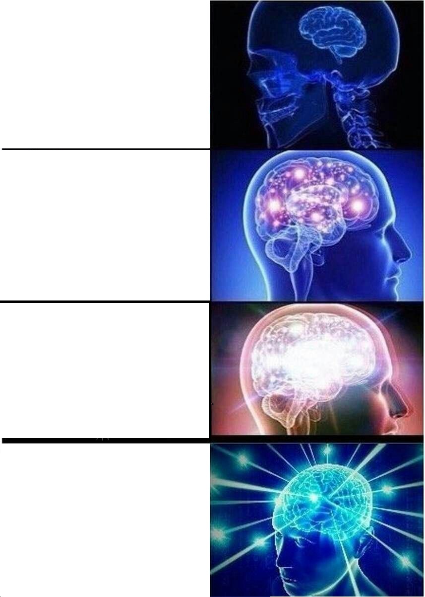 Expanding Brain meme about Gains in Bulk