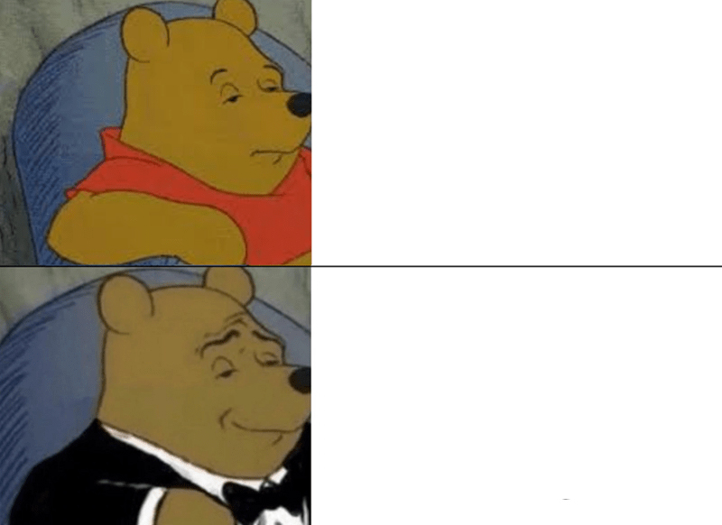 Tuxedo Winnie The Pooh meme about Gains in Bulk