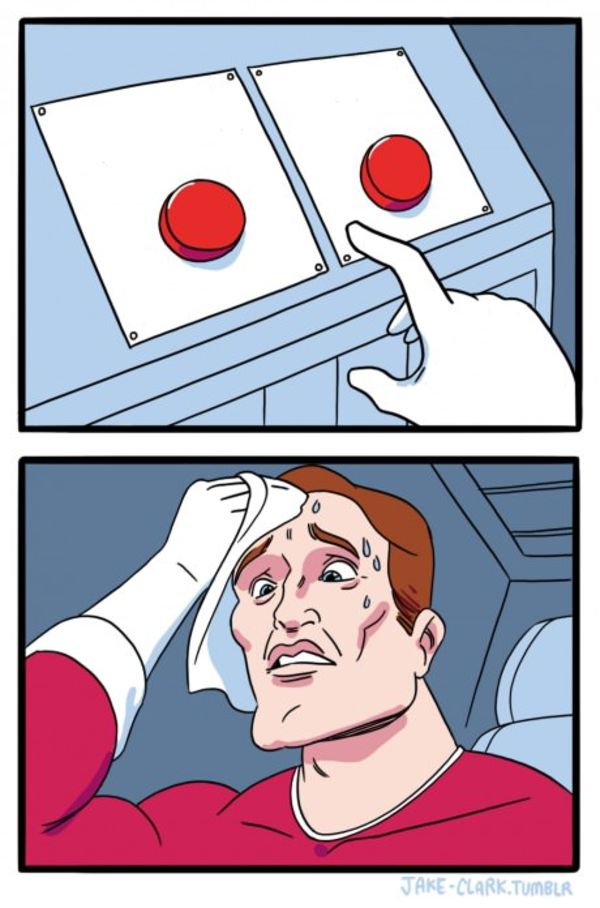 Two Buttons meme about Gains in Bulk