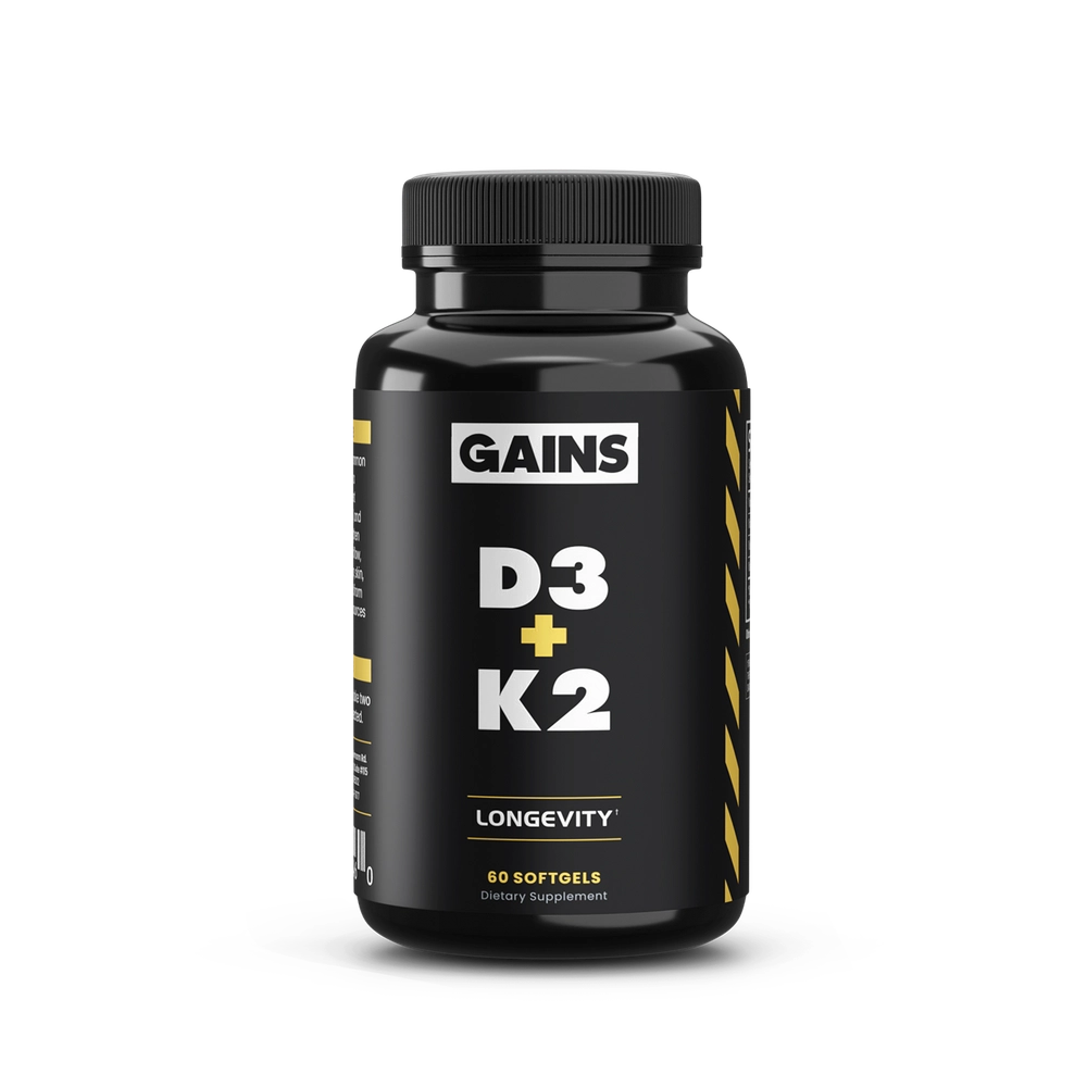 Black bottle of Vitamin D3+K2