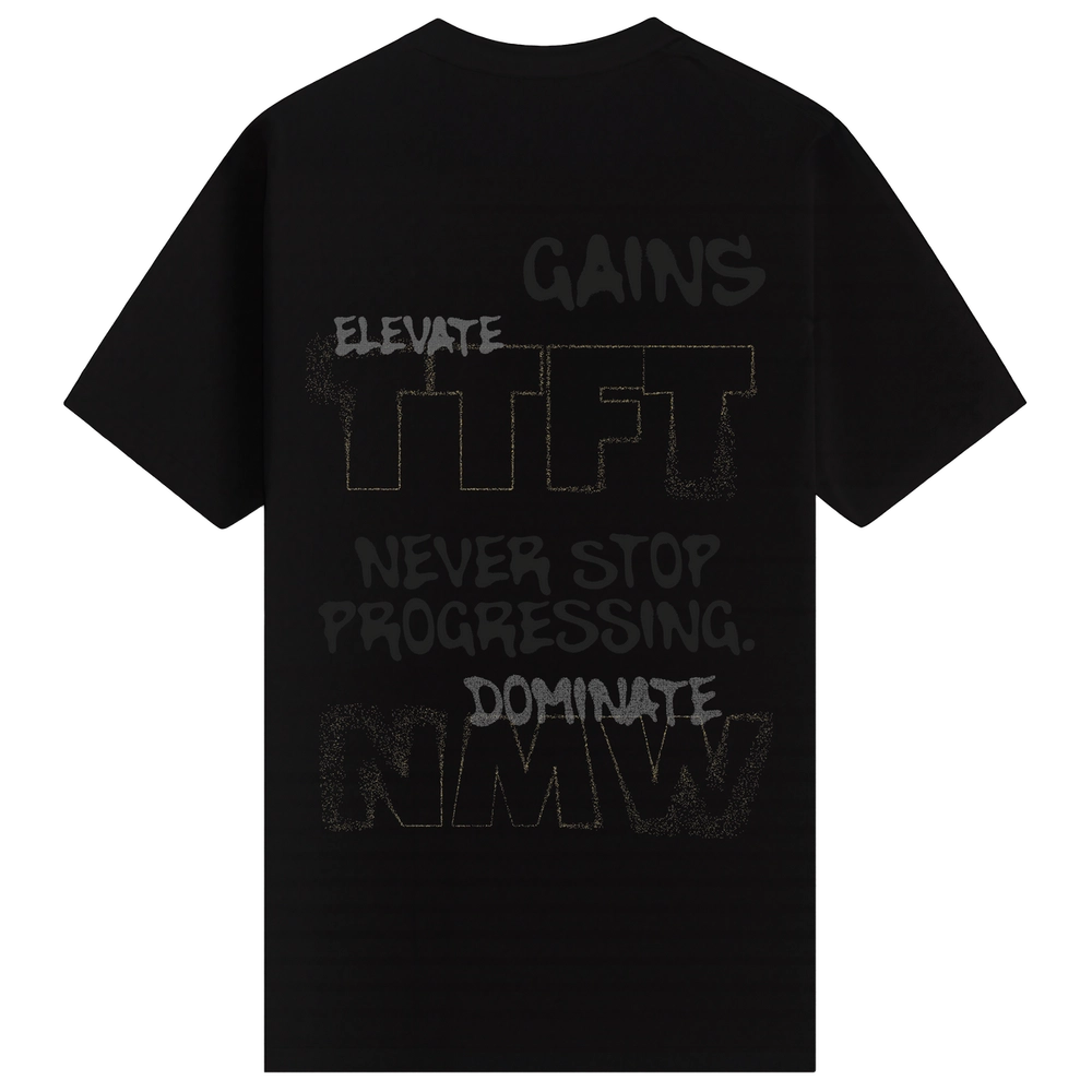 Black T.T.F.T oversized tee, back view